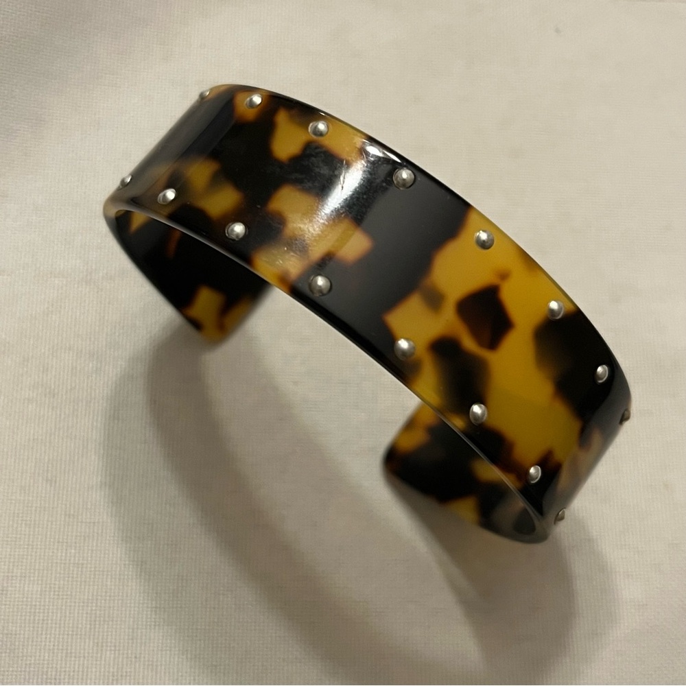 Faux Tortoise Shell Studded Cuff Bracelet
